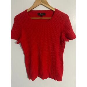 Alex Marie cashmere sweater women’s size L red cable knit fitted cozy luxury